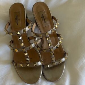 Valentino Rockstud Metallic heeled sandals 38
